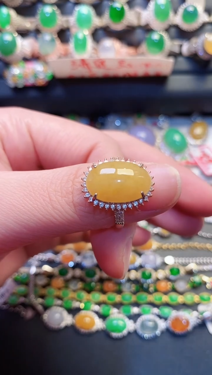 银S925镶嵌戒指翡翠天然