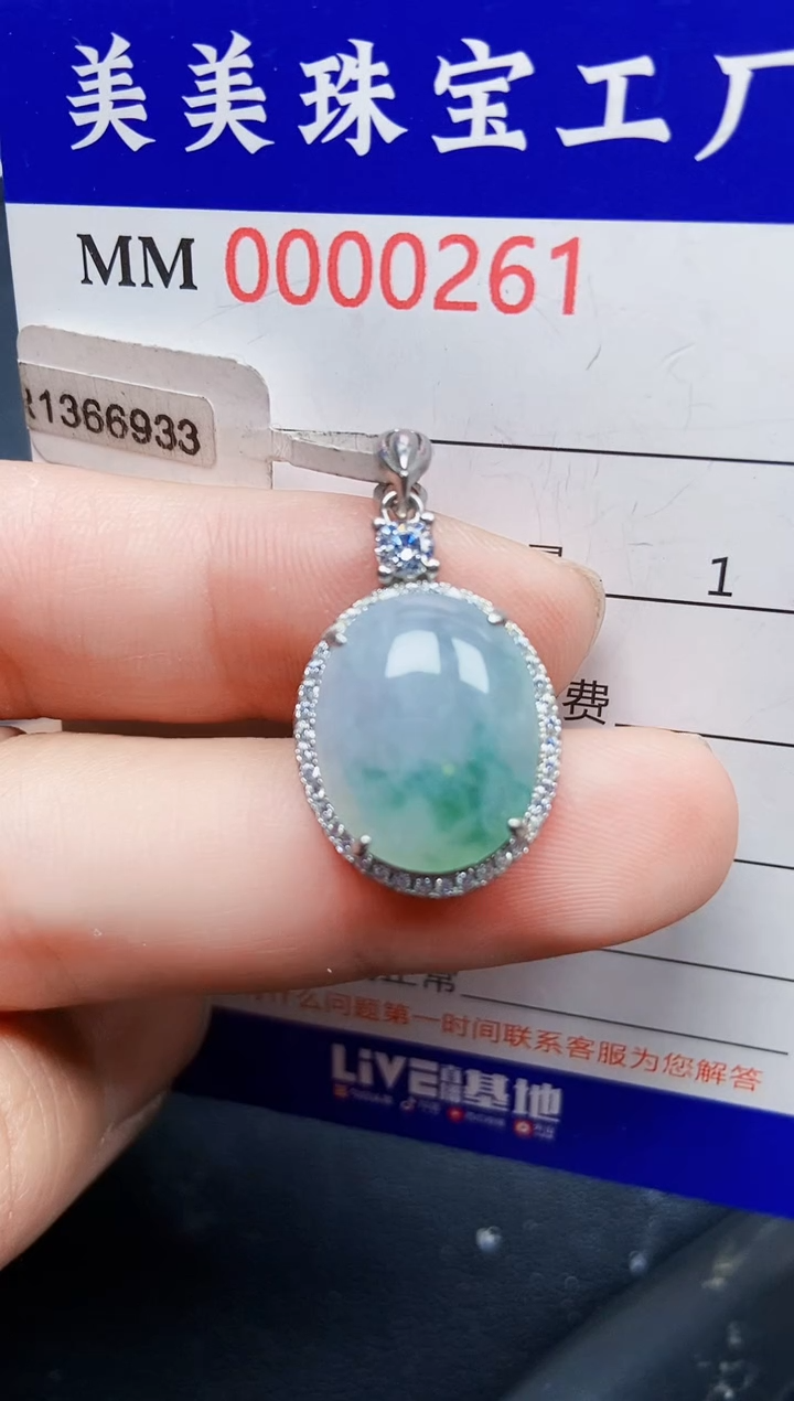 翡翠银S925镶嵌颈饰0261