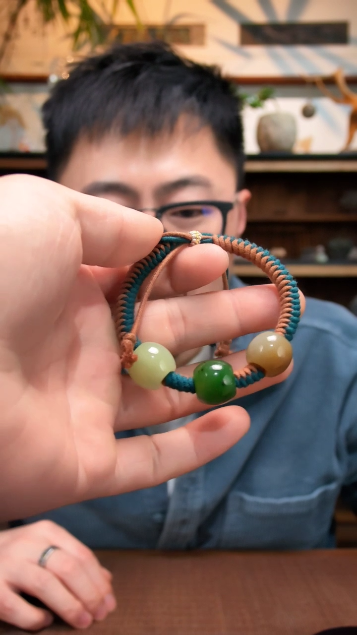 未镶嵌手绳和田玉多宝手绳QC