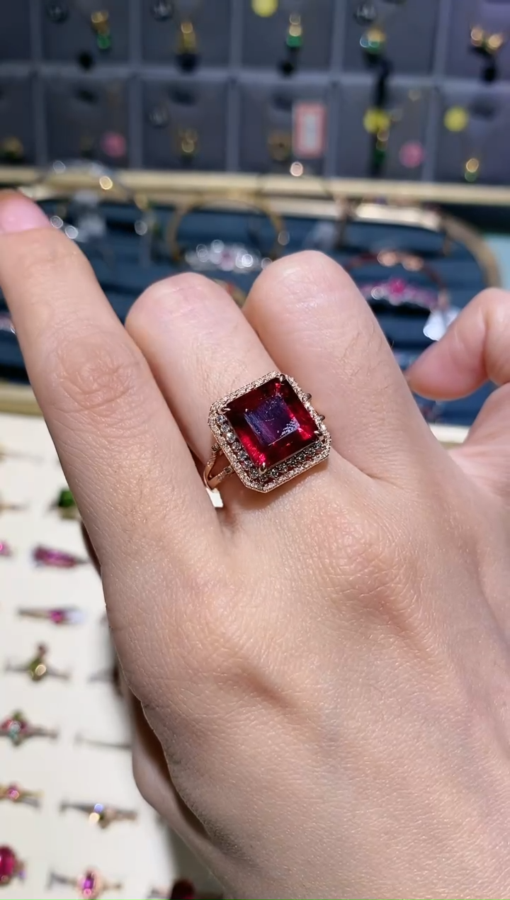 【闪购商品】碧玺戒指18K金镶嵌戒指