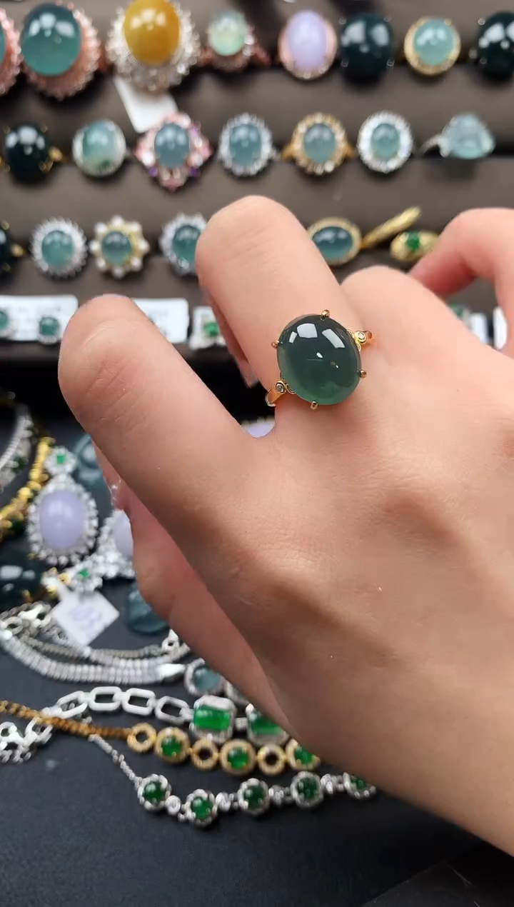 【闪购商品】翡翠戒指银S925镶嵌52141