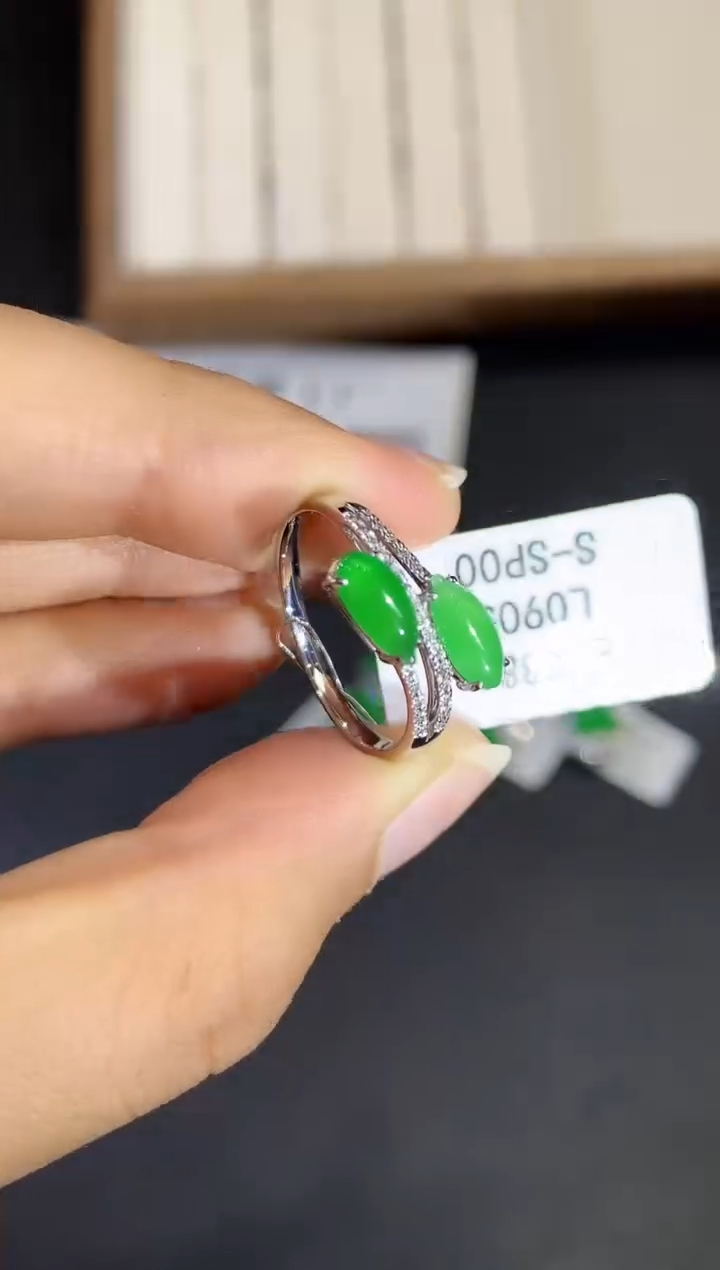 翡翠戒指18K金镶嵌L0905多样性发其一