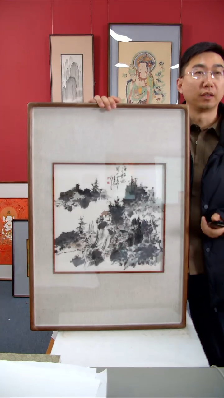 【闪购商品】国画张奎文《泊船北固口》装裱82*52