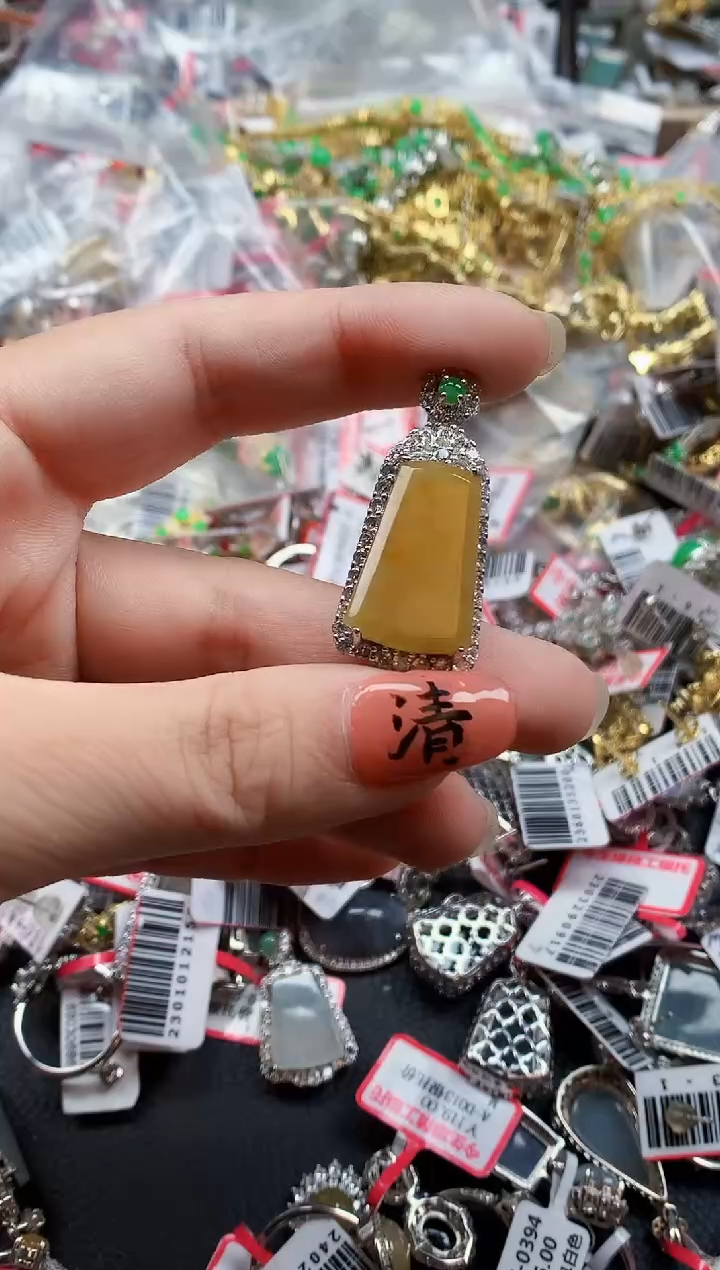 银S925镶嵌戒指翡翠天然A货缅甸翡翠