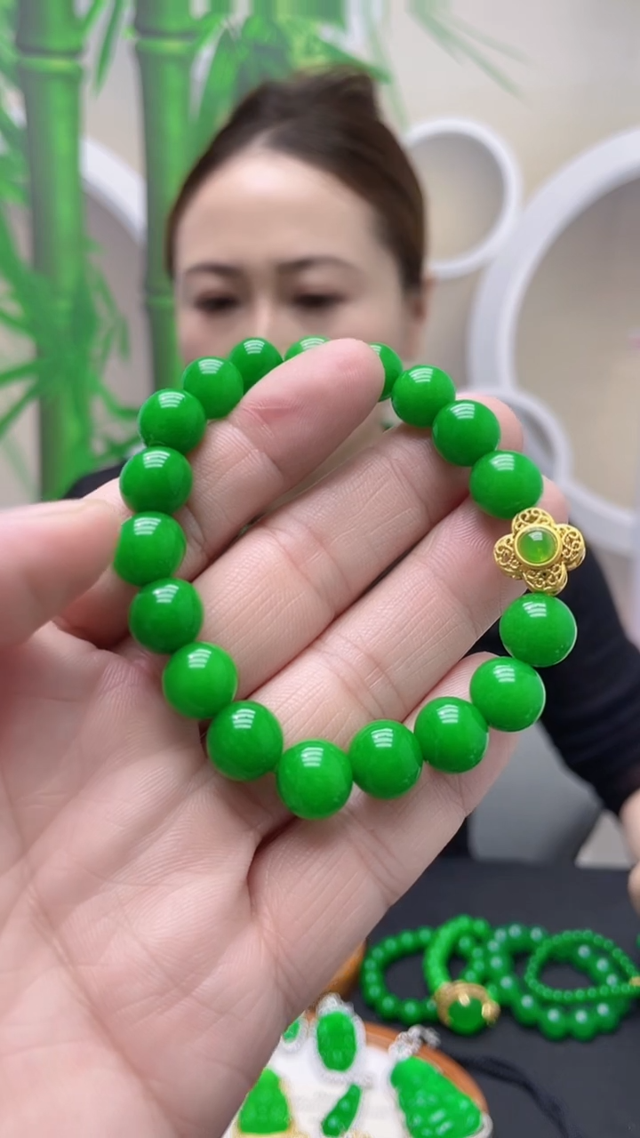 14K金镶嵌手链翡翠C157