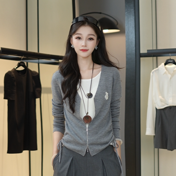 GIRDEAR/哥弟25新款四季百搭假两件时尚开衫长袖外套女148035