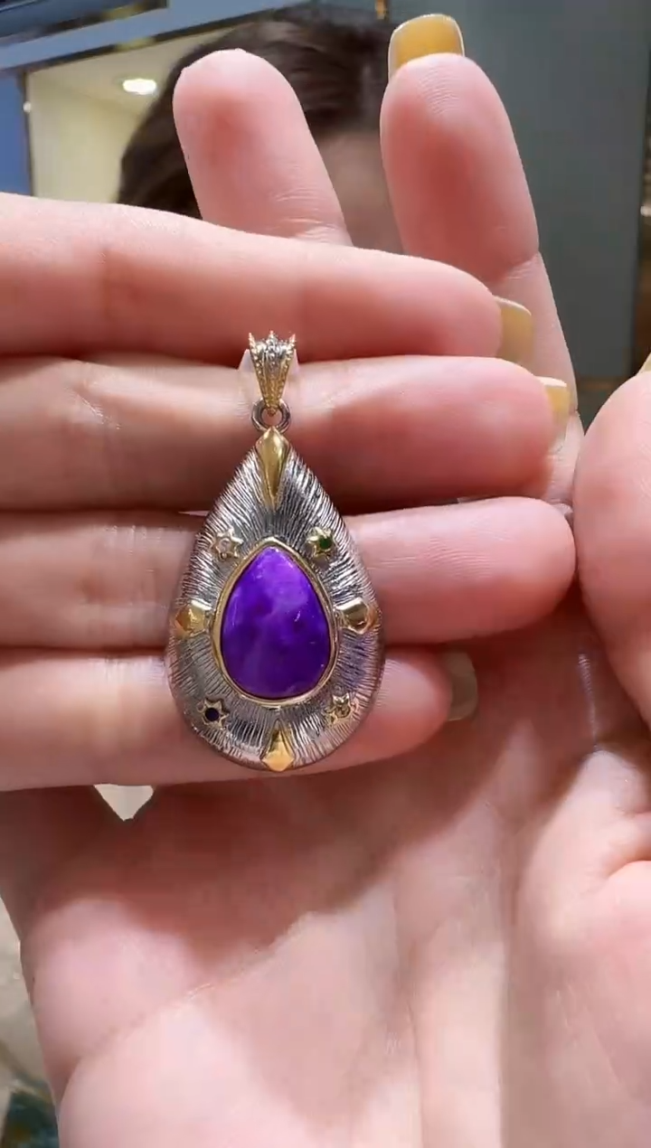 苏纪石（舒俱来）银S925镶嵌吊坠091