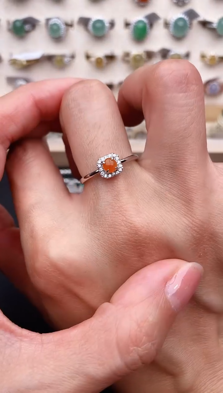 【闪购商品】翡翠戒指银S925镶嵌天然缅甸A货翡翠111    2-8