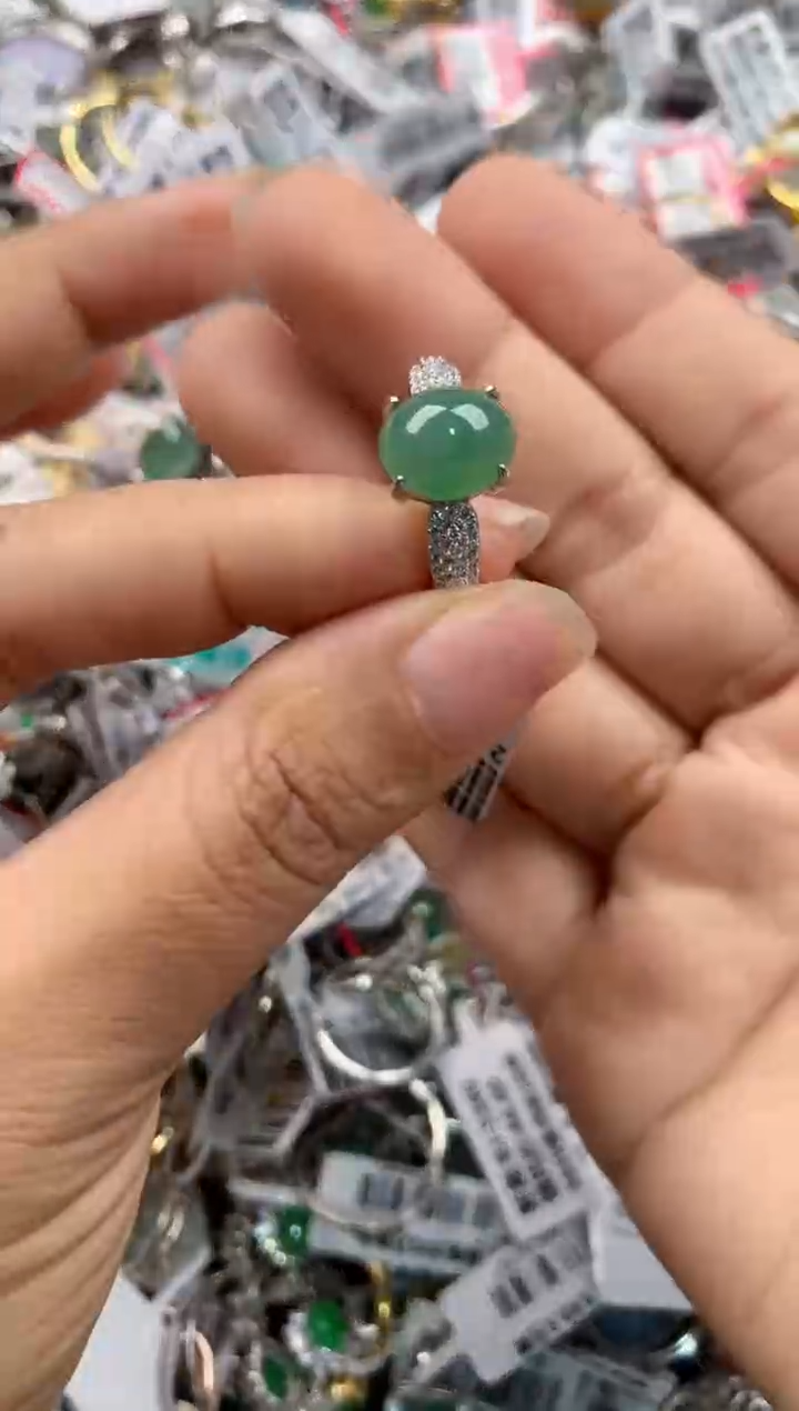 银S925镶嵌戒指翡翠111---1