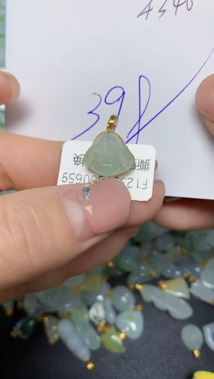 【闪购商品】翡翠挂件18K金镶嵌 天然翡翠A货