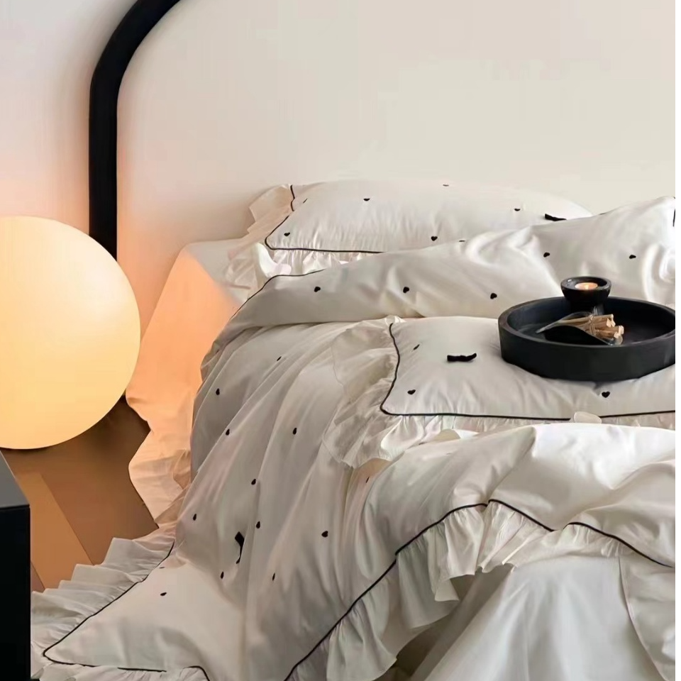 A类母婴级公主纯棉100法式少女四件套刺绣床上用品床单被套