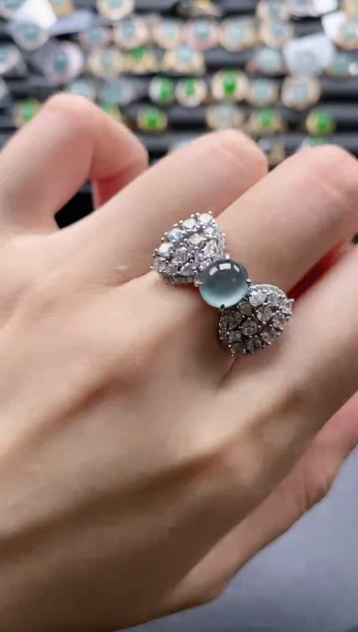 【闪购商品】翡翠戒指银S925镶嵌5151-3