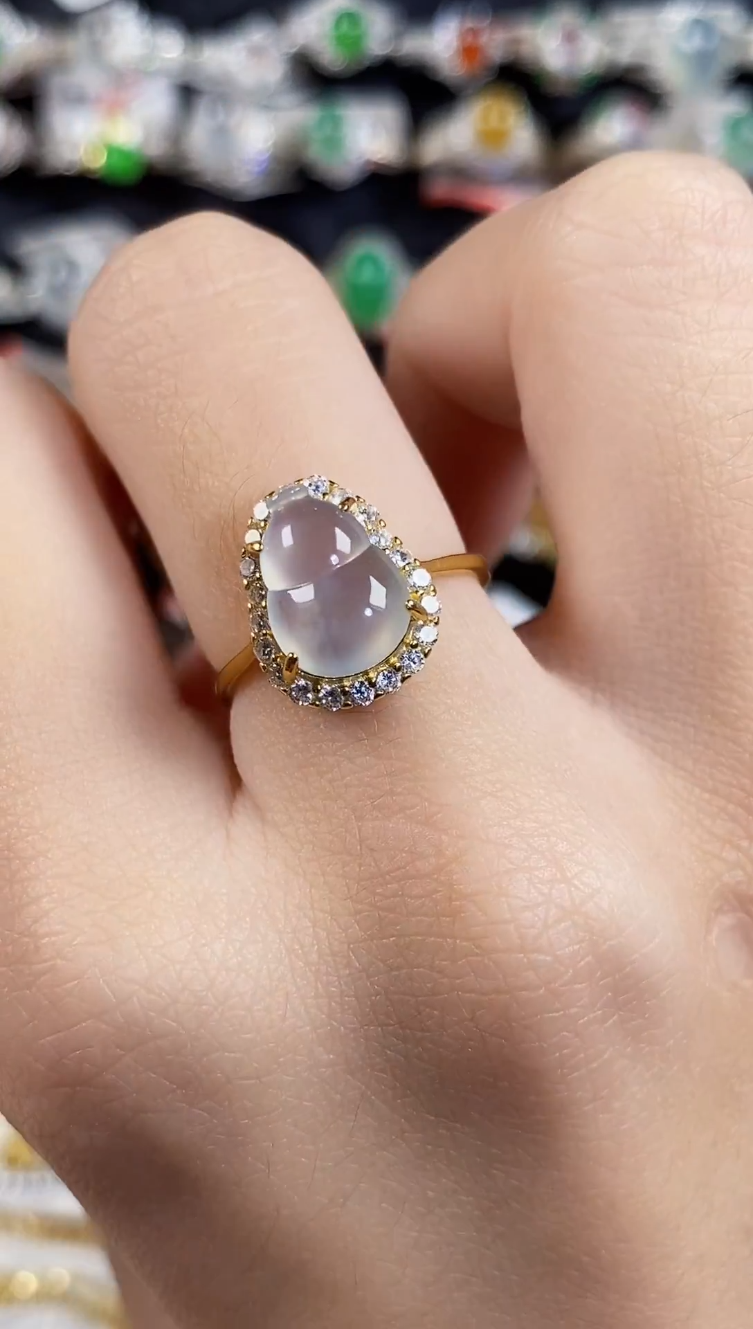 银S925镶嵌戒指翡翠 天然A货翡翠97