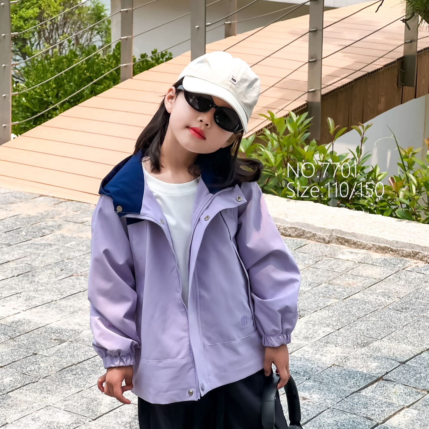 拉链外套户外连帽冲锋衣时尚童装春季带帽韩版休闲7701