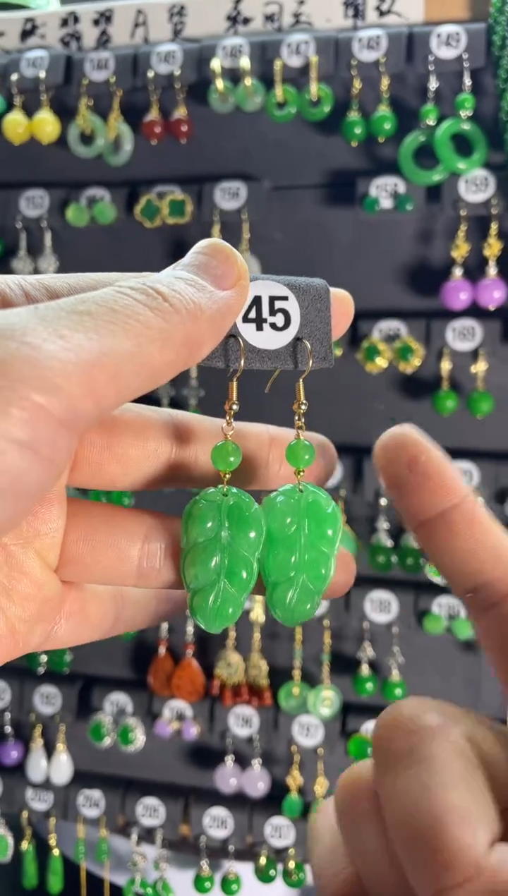 【闪购商品】翡翠耳饰银S925镶嵌45...