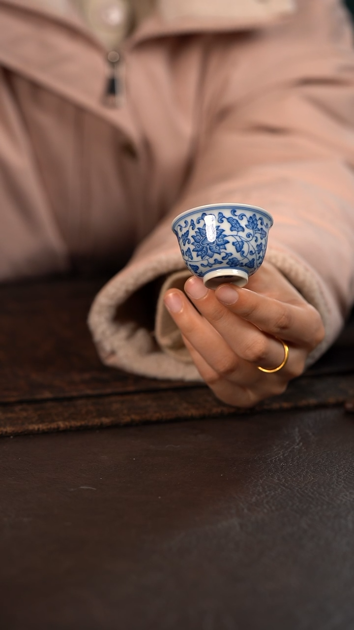 【闪购商品】杯聚澜堂点工缠枝莲一口杯