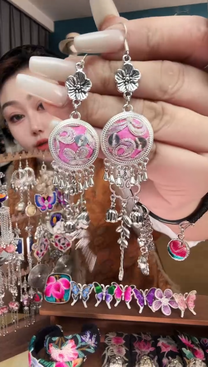 刺绣纯手工民族风刺绣耳环