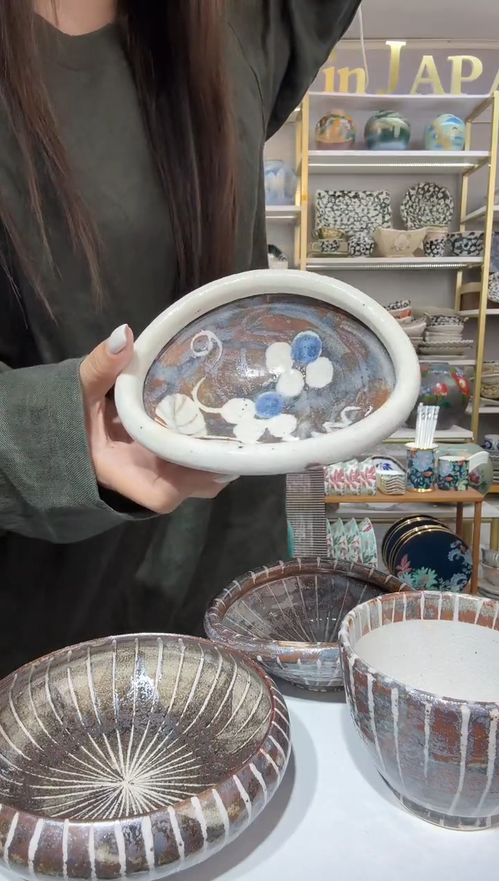 陶瓷中恒连次葡萄加厚边椭圆小钵14.5cm×12.8cm