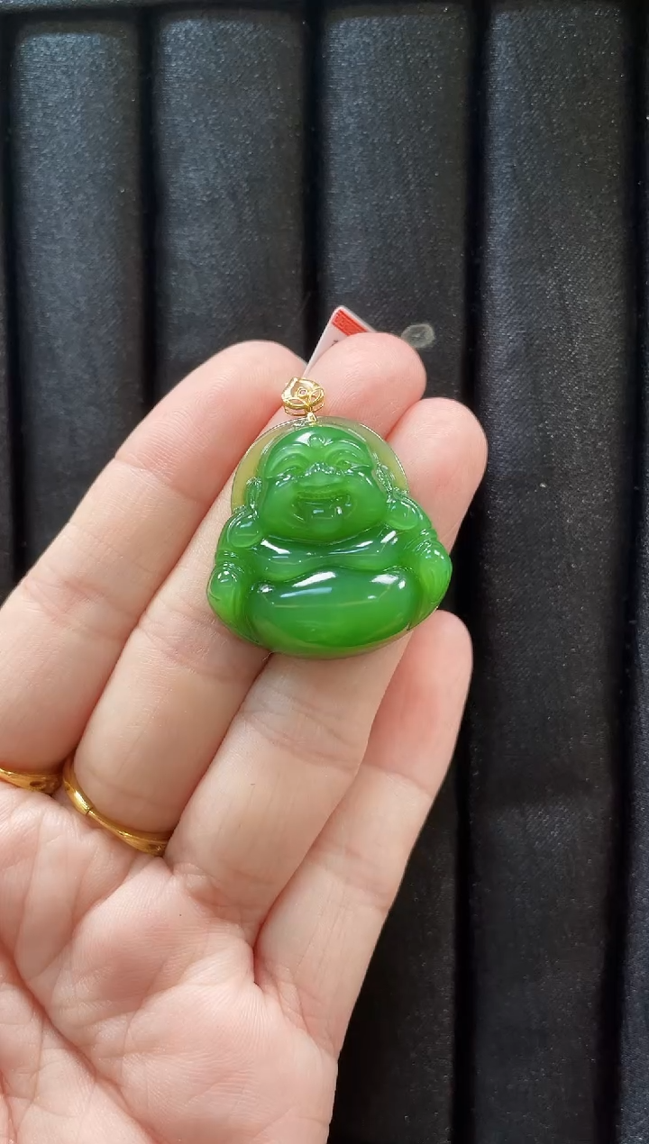 【闪购商品】和田玉吊坠18K金镶嵌多样性发一