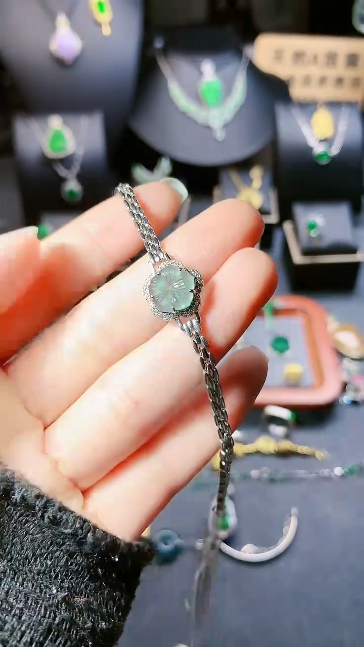 【闪购商品】翡翠手链银S925镶嵌手链