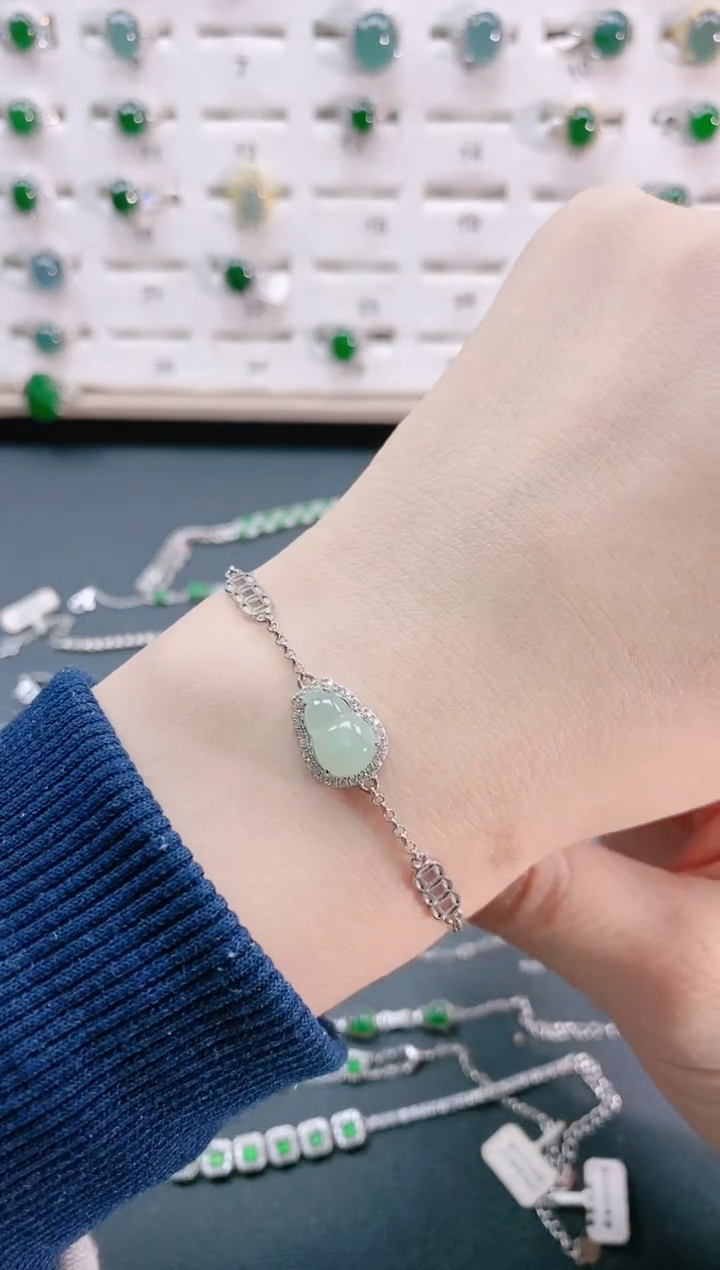 【闪购商品】翡翠手链银S925镶嵌天然翡翠