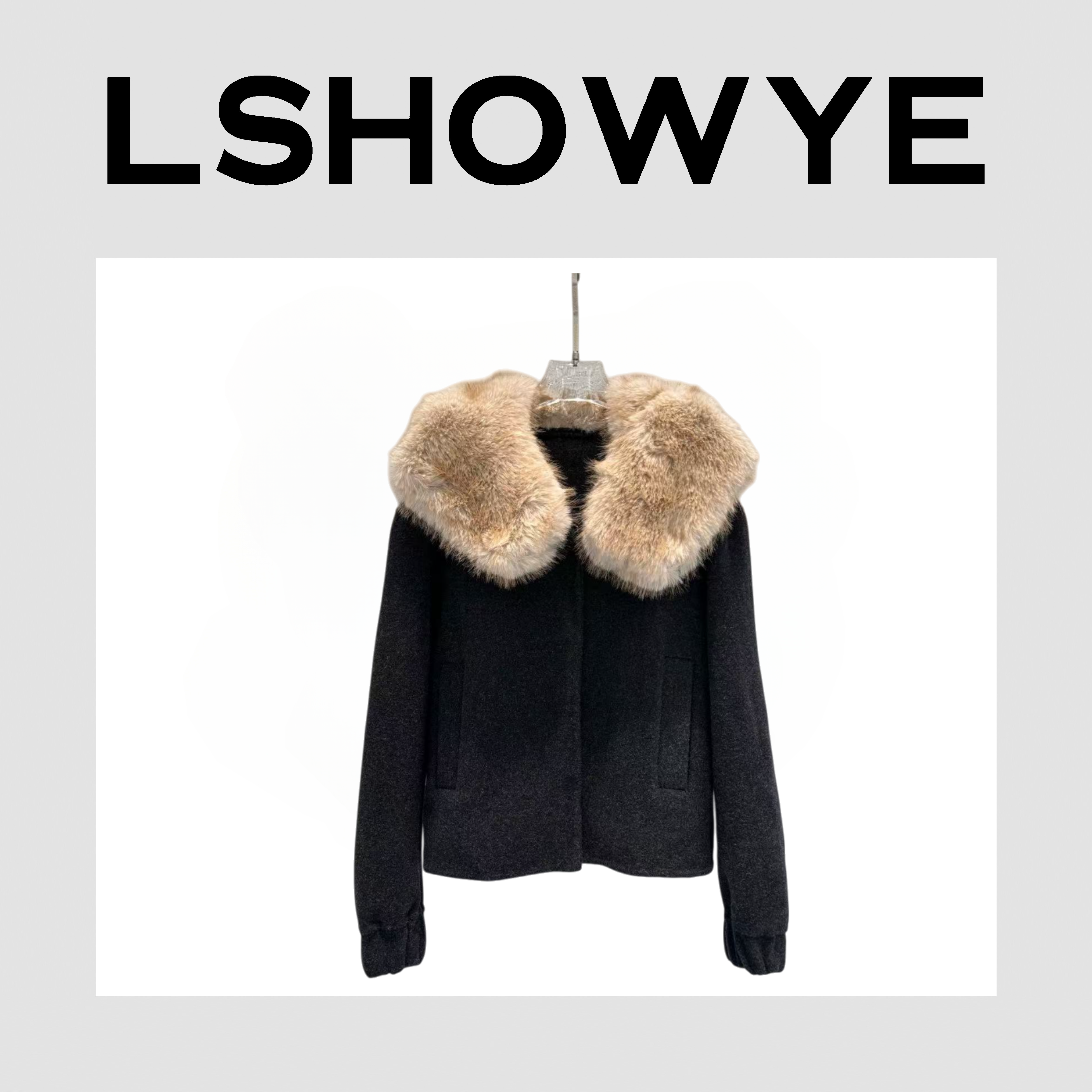 LSHOWYE｜环保皮草领毛呢外套 m6212