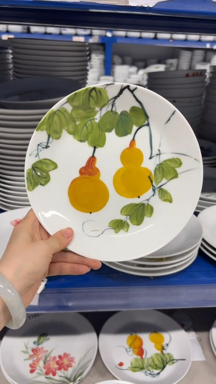 瓷片景德镇高温釉中彩-斜边圆盘5