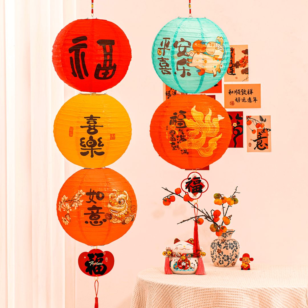 2026新年灯笼立柱装饰品串马年挂饰用于场景布置增添节日氛围