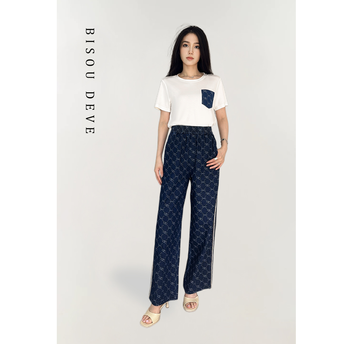 【总部专属】16支提花牛仔直筒裤MA07108736