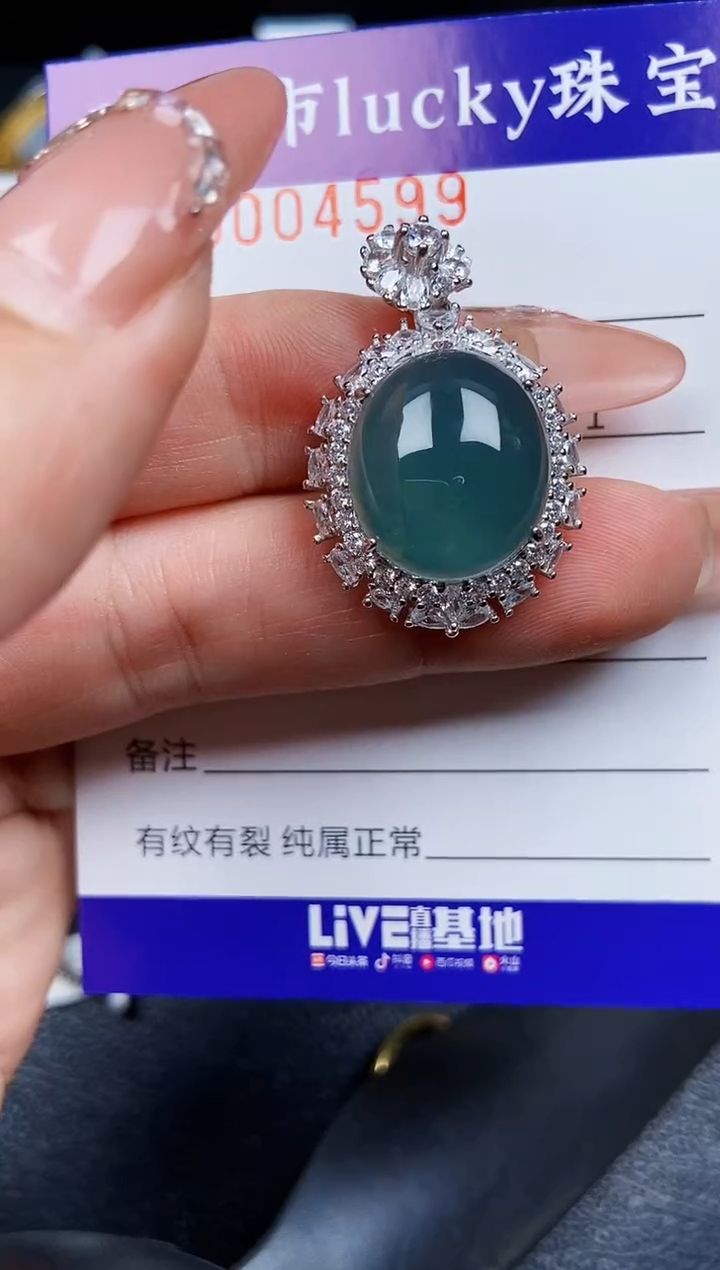 翡翠银S925镶嵌颈饰4599