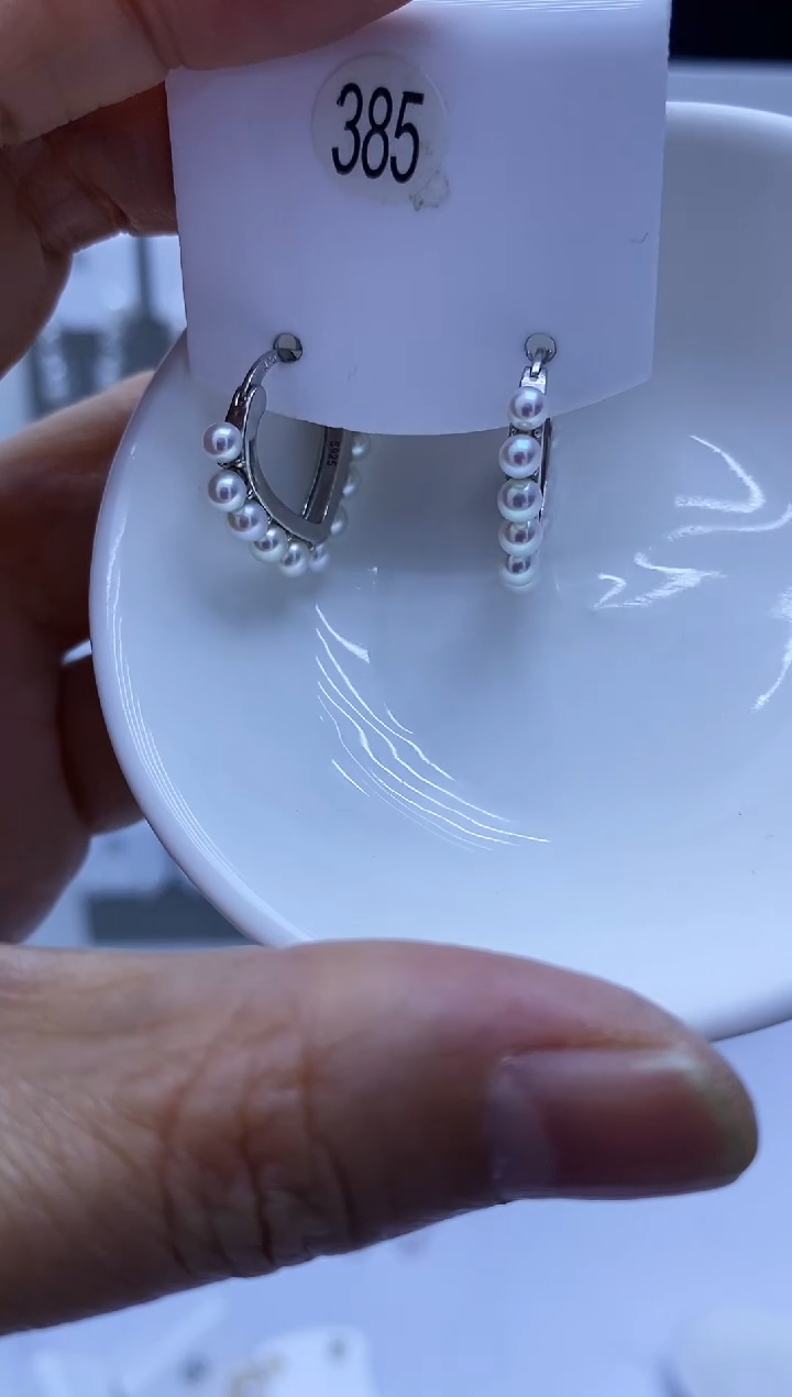银S925镶嵌耳饰淡水珍珠385