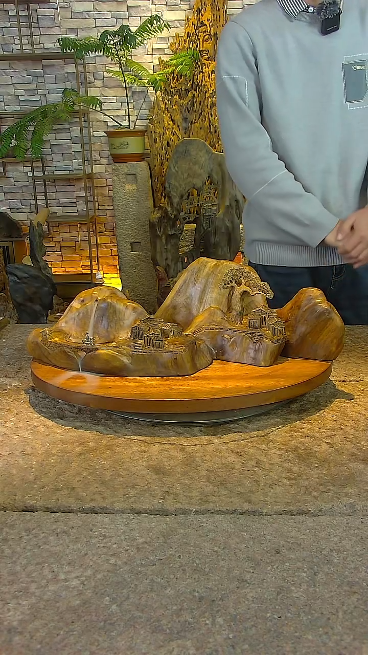 木金丝楠木山水摆件