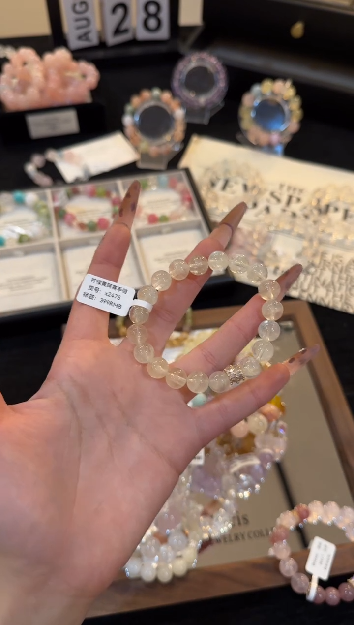 合金手链水晶柠檬黄手链x2475