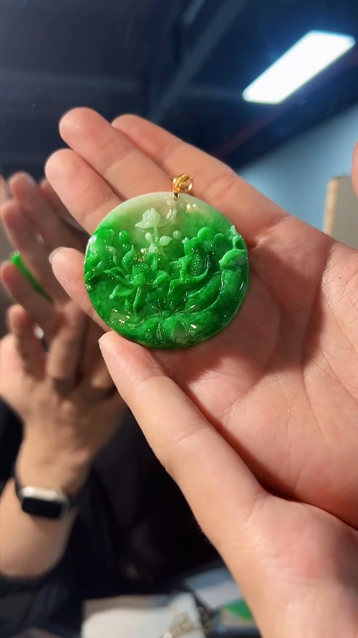 【闪购商品】翡翠颈饰18K金镶嵌缅料A货/支持复检/一件