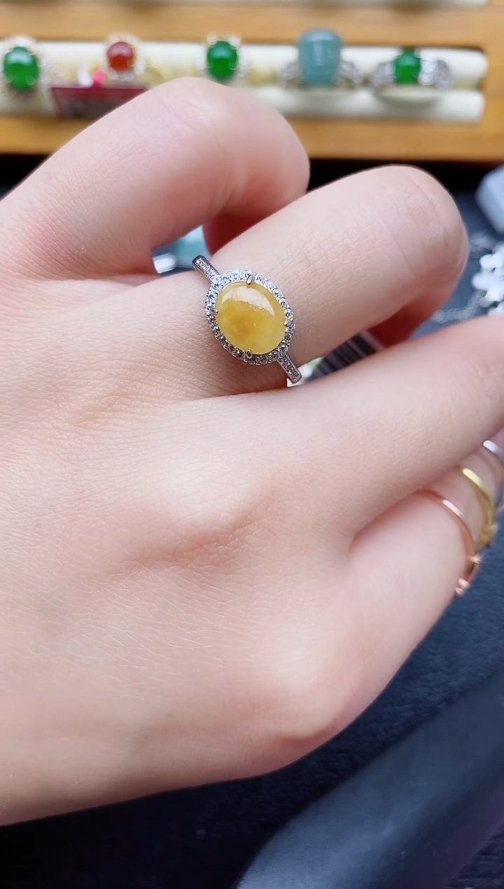 银S925镶嵌戒指翡翠1