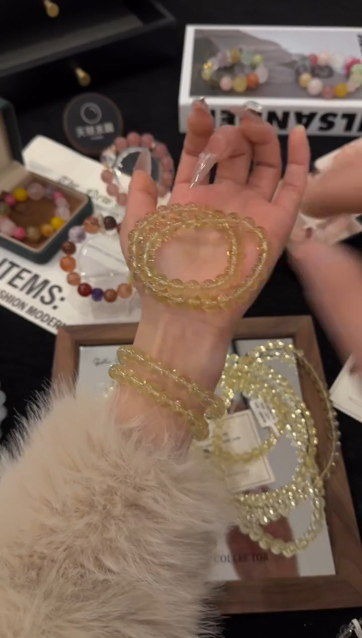 未镶嵌手链水晶黄水晶双圈x3551