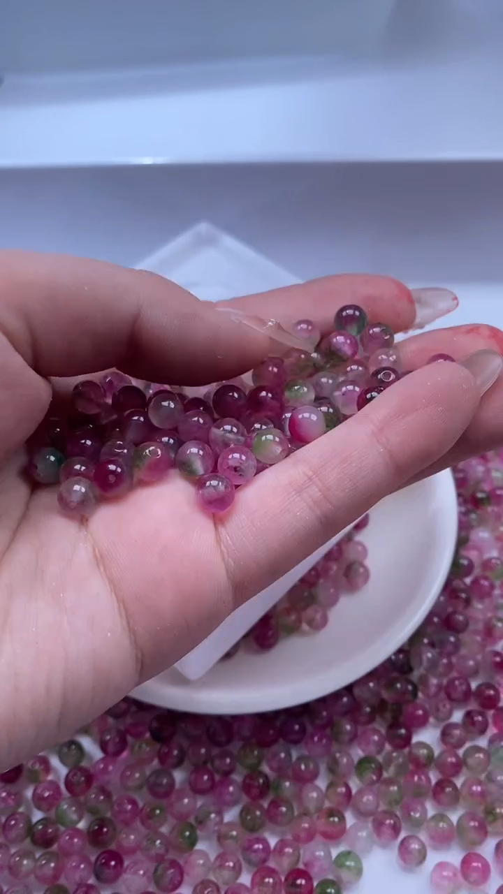 颈饰未镶嵌水晶w1778西瓜碧玺6mm*40颗