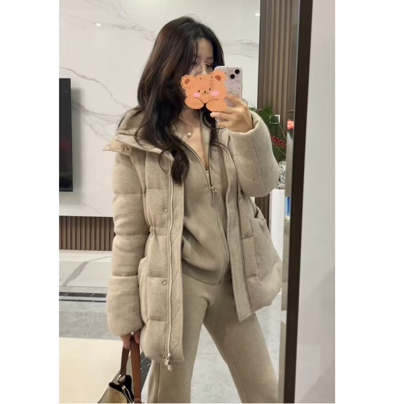 2.0山.尔【春亚】冬款保暖花纱羊绒水貂宽松鹅绒羽绒服#71