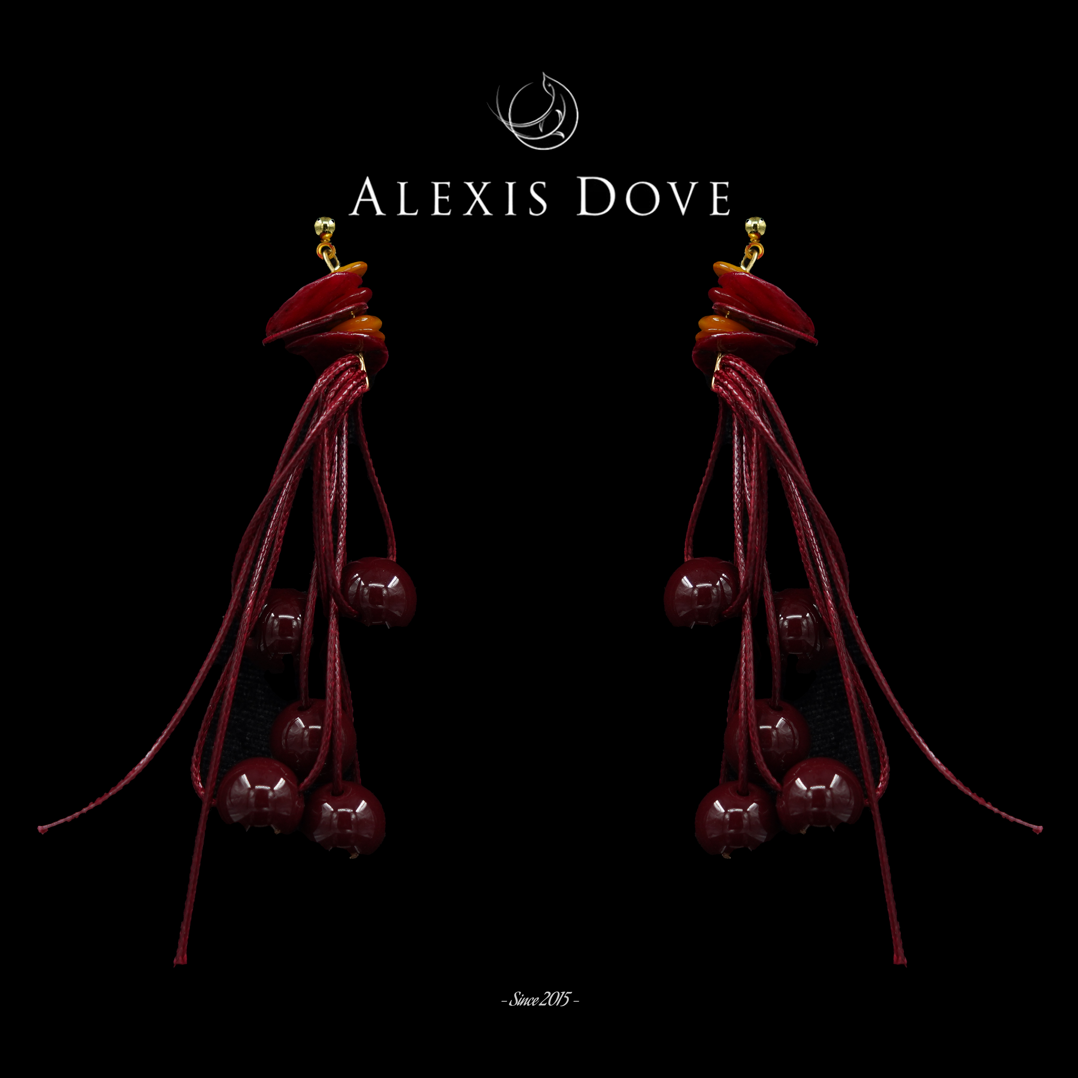 合金耳饰 小众设计感红石榴串珠耳钉