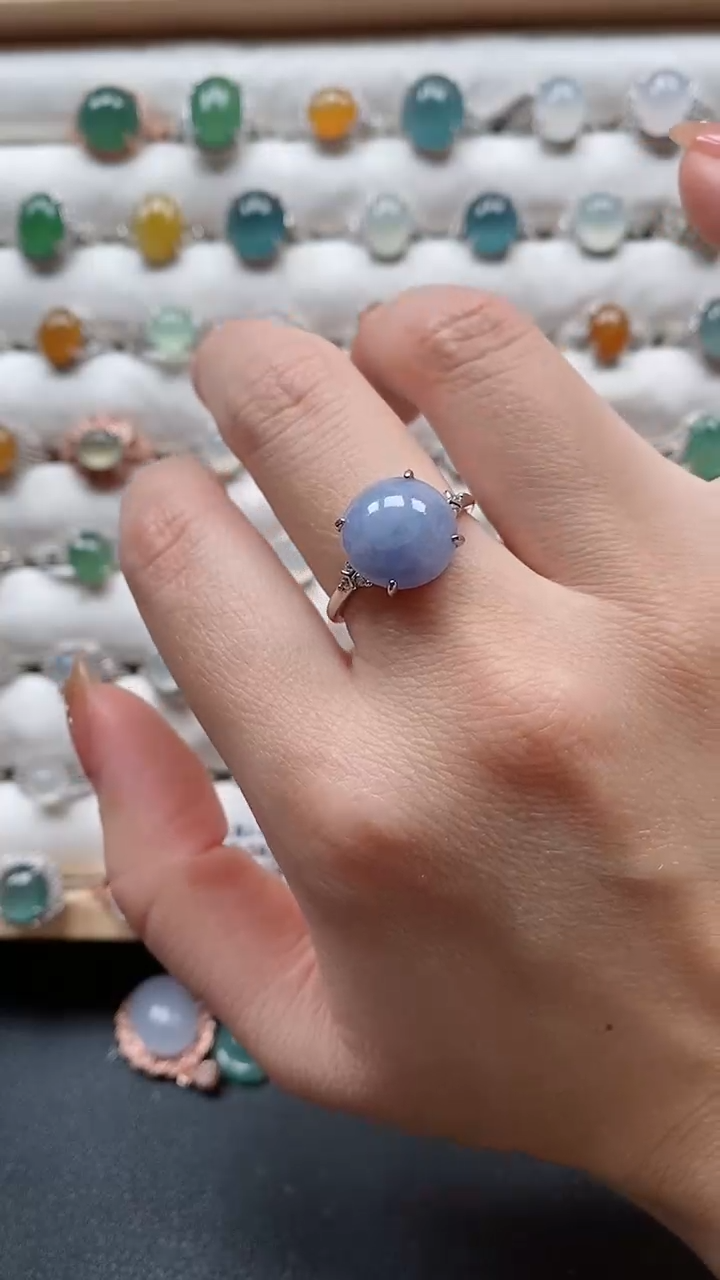 【闪购商品】翡翠戒指银S925镶嵌一物一证一礼盒