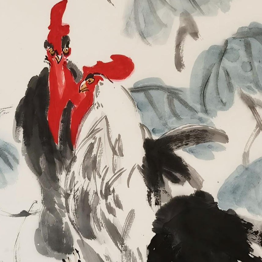 【辽拍】V240910-2-06《雄凤图》（4.1平尺) 纸本镜片 yy16t