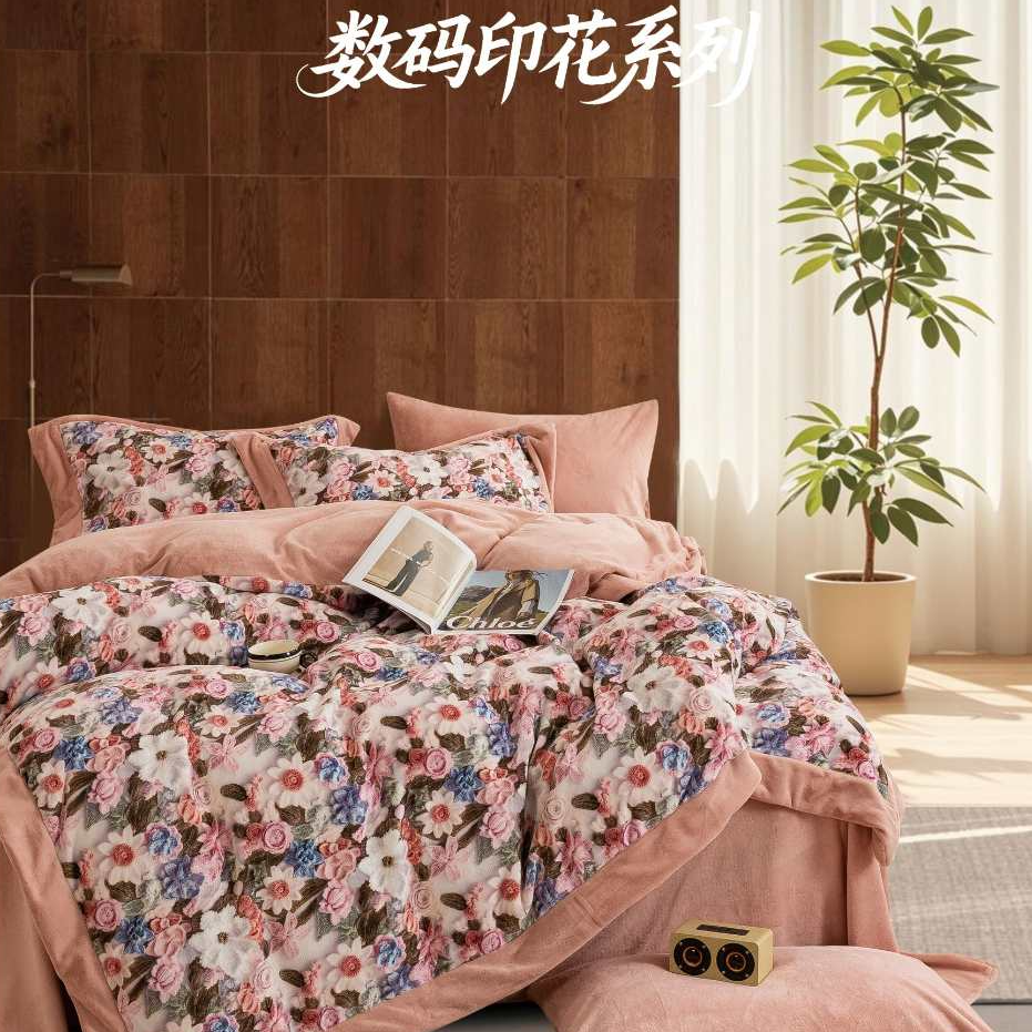 数码印花加密秋冬保暖绒布料～乐伊玉