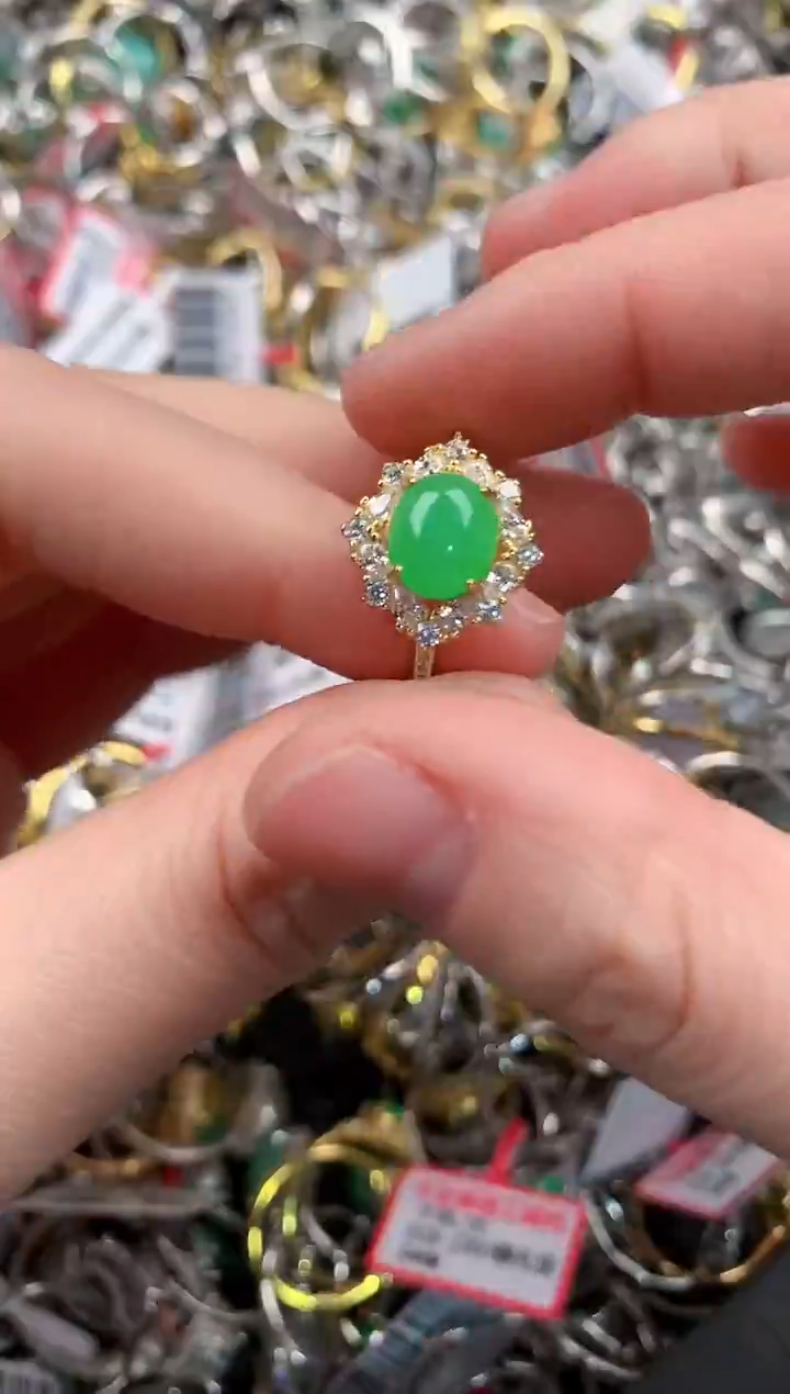 银S925镶嵌戒指翡翠777                 8