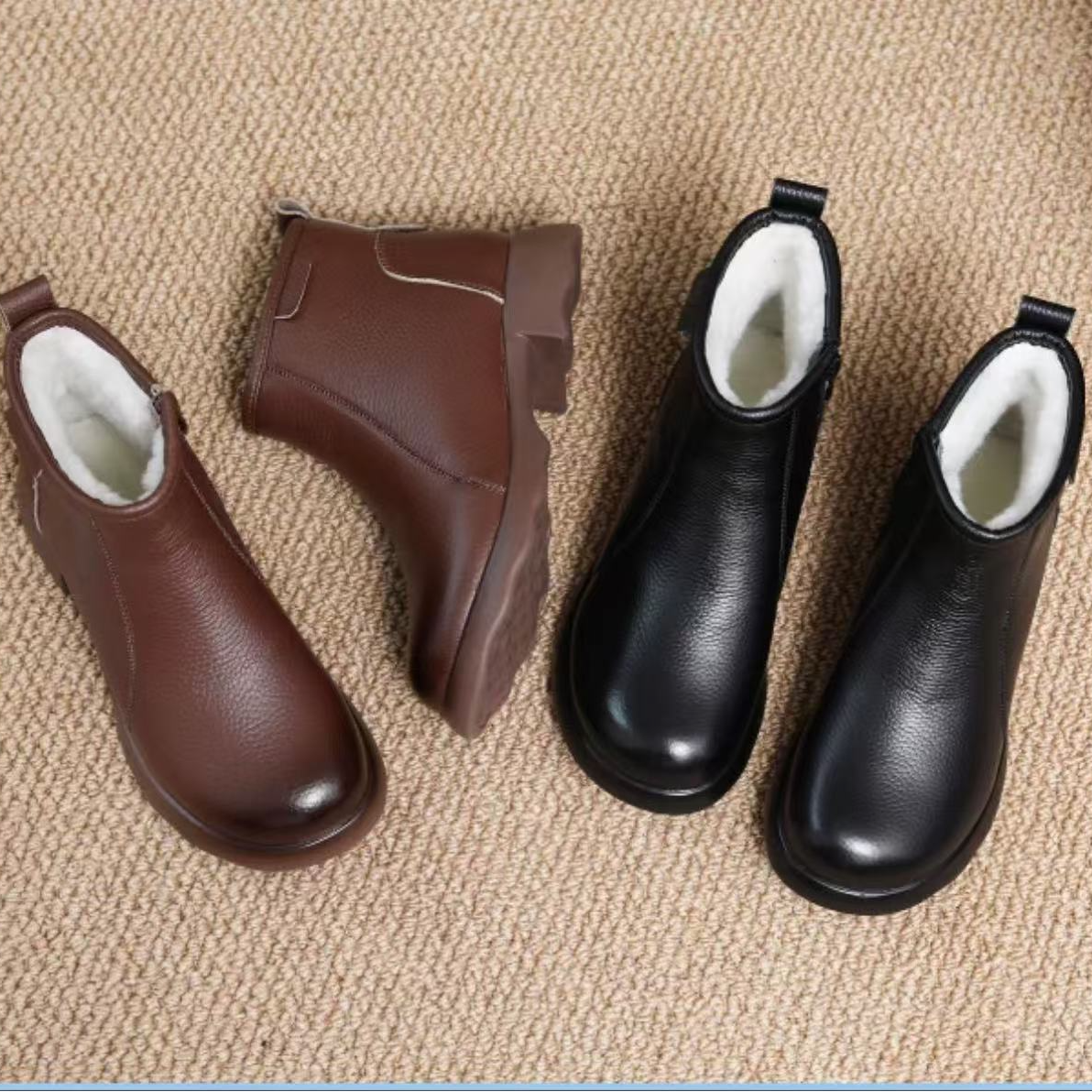 【品牌力荐】秋冬时尚舒适加绒加厚高级保暖短靴2736