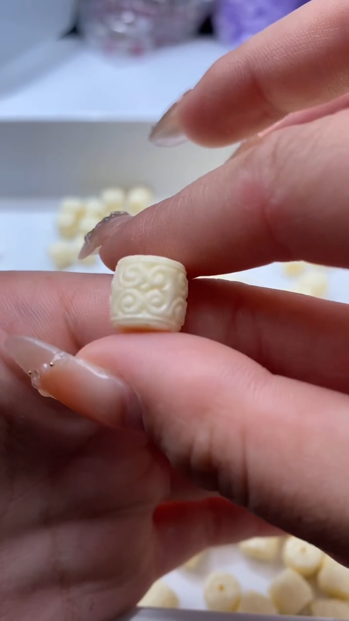 檀香木散珠w3129牙牙如意回纹墩珠11*10mm*2颗