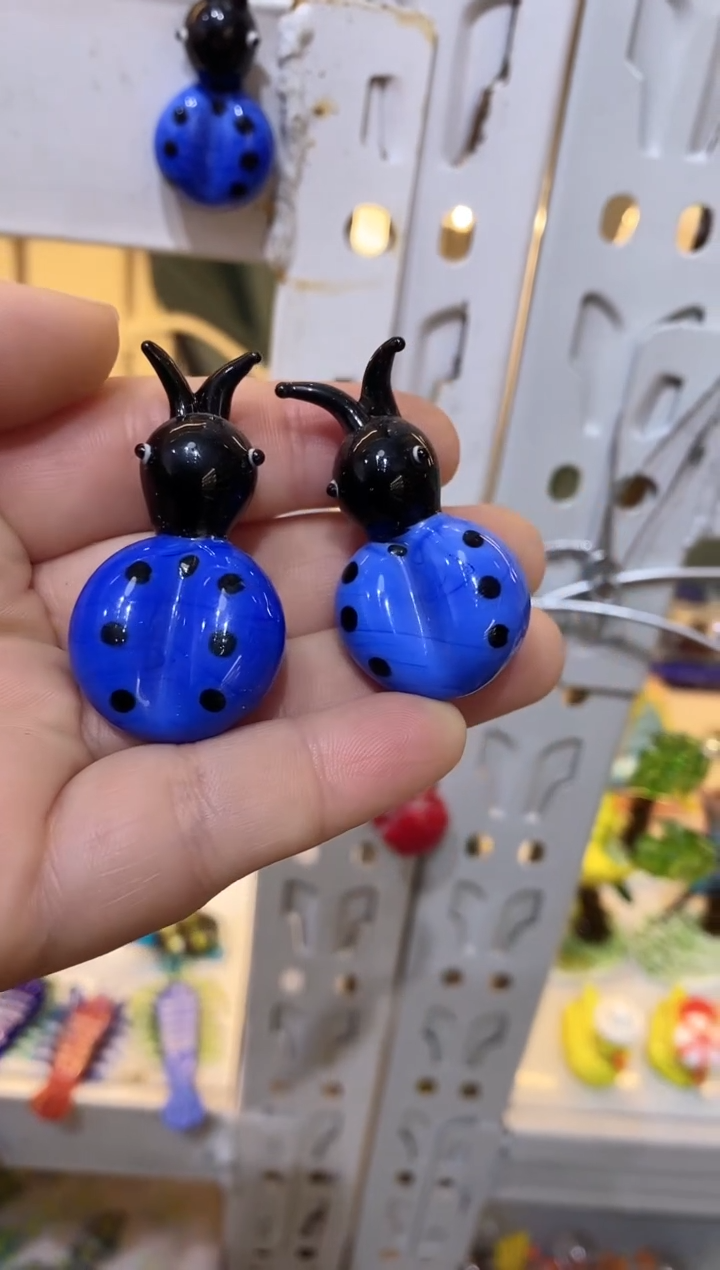 琉璃手工艺品瓢虫冰箱贴一对