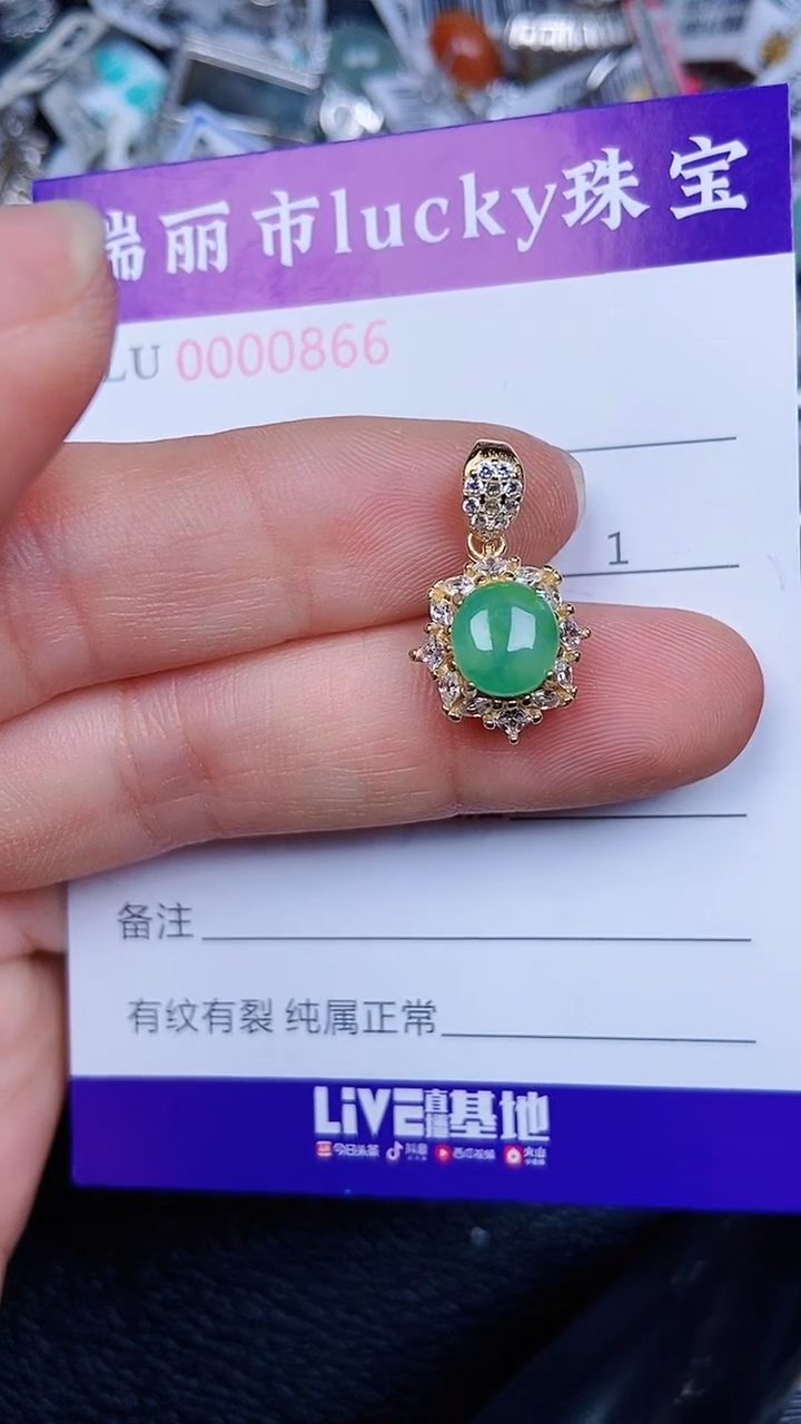 颈饰银S925镶嵌翡翠866