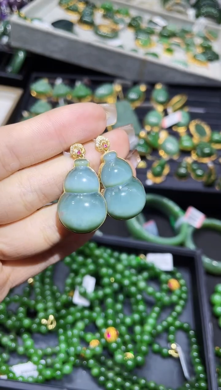 【闪购商品】和田玉吊坠18K金镶嵌多样性发一 