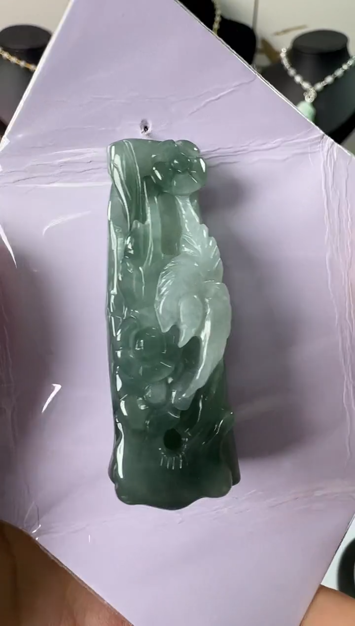 吊坠(不含链)未镶嵌翡翠天然翡翠A货节节高升吊坠