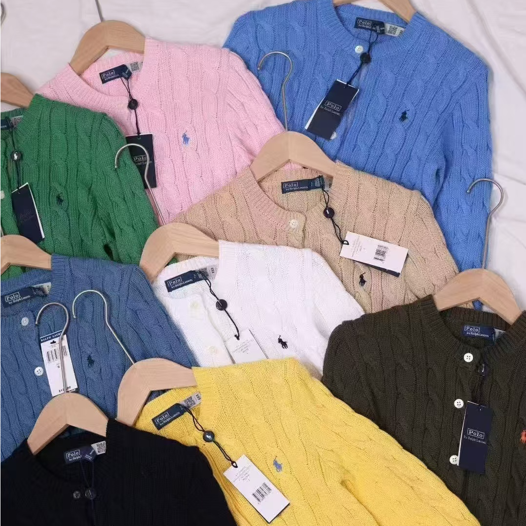 【林一专属】Ralph Lauren 拉夫劳伦刺绣绞花单排扣袖针织衫成人款